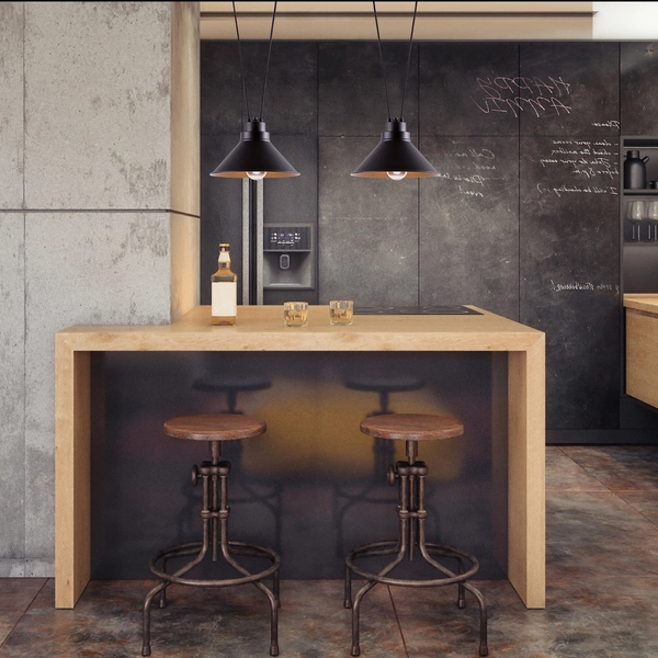 Industrialna lampa wisząca Perm 9147 kopuły do kuchni czarne