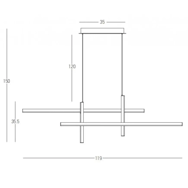 Jadalniana wisząca lampa 22023 LED 47W 3000K belki czarne