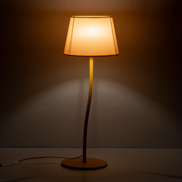 Lampka stolikowa do salonu Nicola 6641 z abażurem tuba żółta
