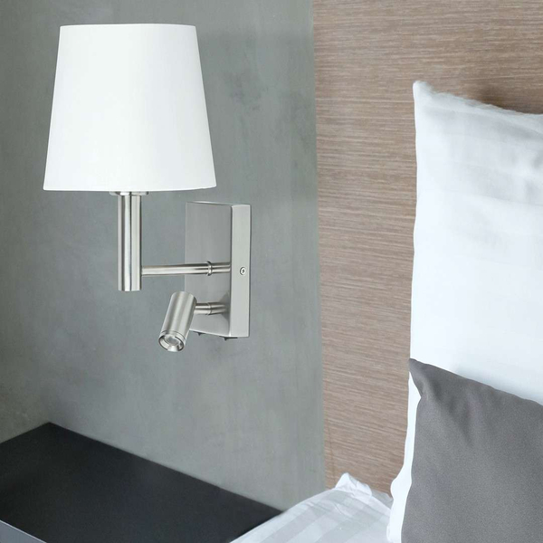 Kinkiet LAMPA ścienna HARVEY 6539 Rabalux abażurowa OPRAWA regulowany reflektorek LED 3W 2800K tuba do czytania satyna