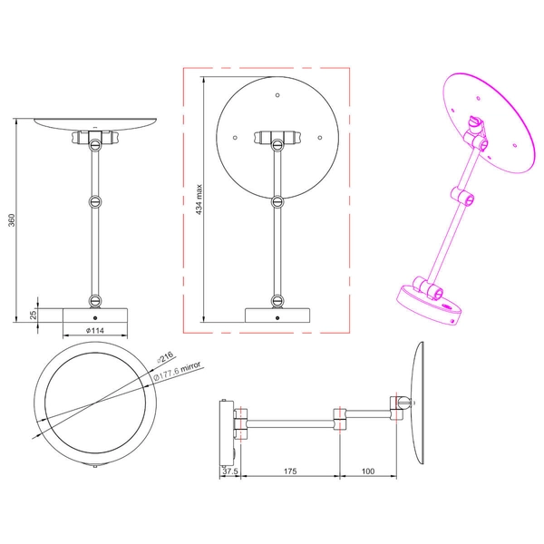 Ścienna lampa z lusterkiem VIEW 282990106 Trio LED 3W 3000K IP44 srebrna
