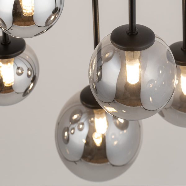 Kulista lampa sufitowa do salonu Tulia 33502 Sigma szklana czarna szara