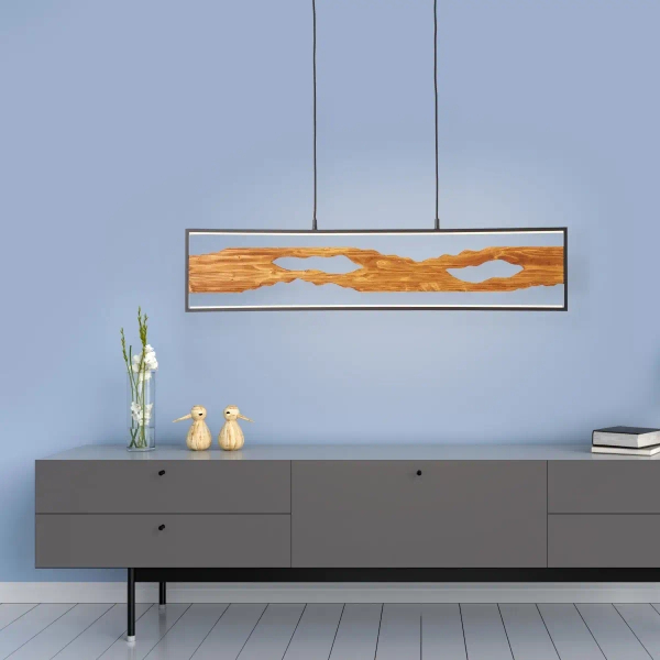 Wisząca lampa do salonu drewniana Chaumont G99821/76 LED 20W 3000K czarna