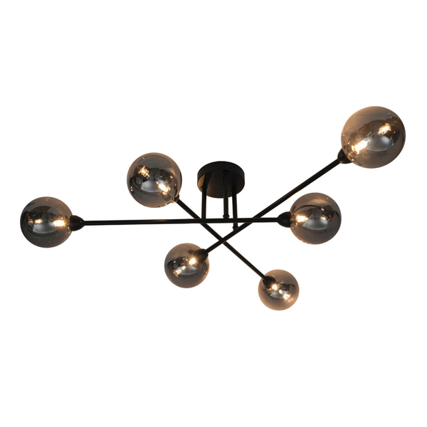 Kulista lampa sufitowa Basis CL22017A-6 Zumaline przydymione czarne