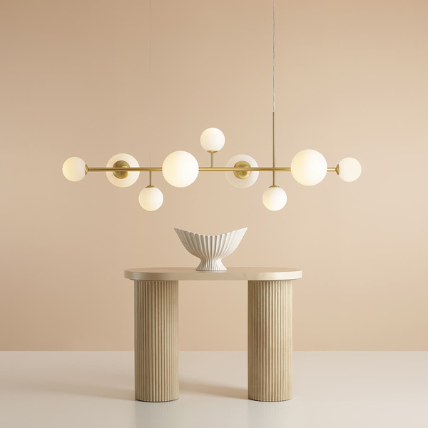 Podwieszana salonowa lampa Dione 1092N40 Aldex balls nad stół złota