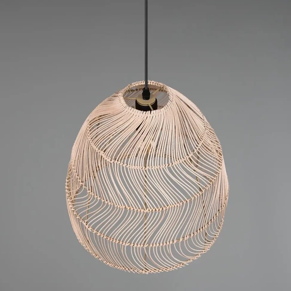 Wisząca lampa Rike R31131036 japandi eko naturalna drewniana czarna