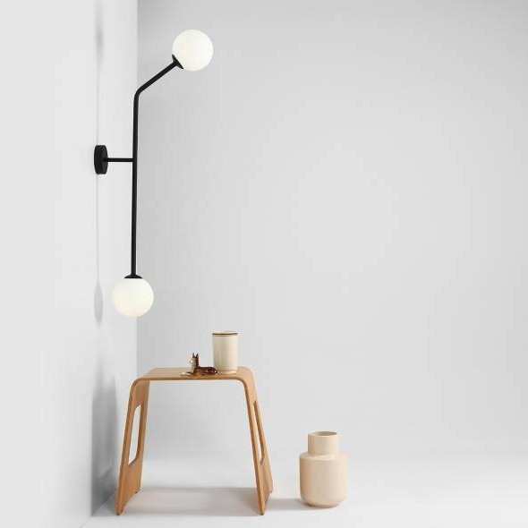 Lampa ścienna loft PURE 1064D1_2 modernistyczny szklane kule białe czarne
