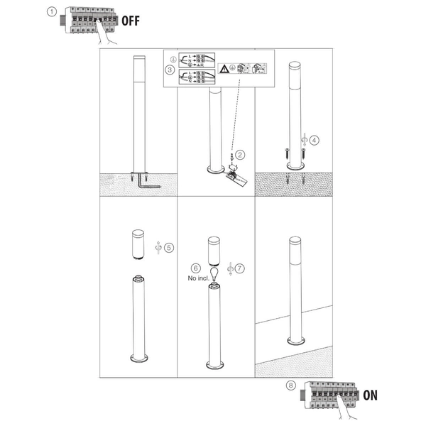Zewnętrzna lampa podłogowa Dody 90949A06 słupek IP44 biały czarny