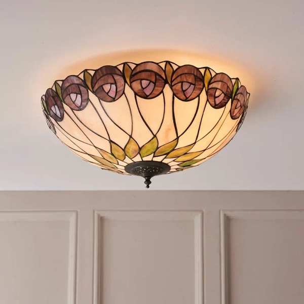 Dekoracyjna lampa sufitowa Hutchinson 64173 szklana klasyczna brązowa