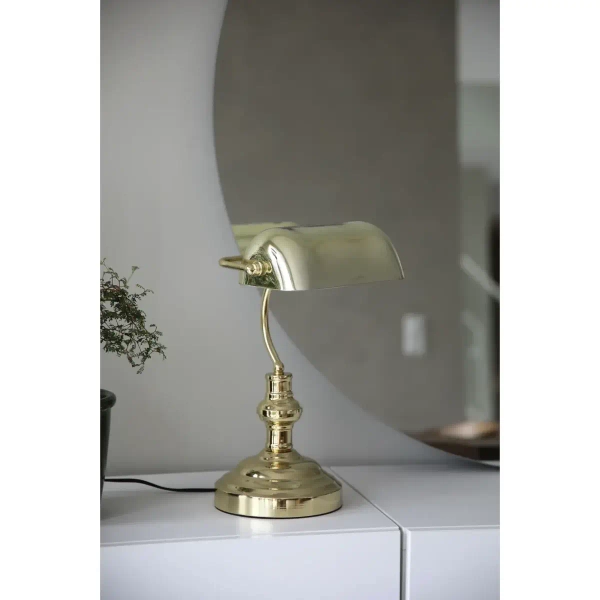 Regulowana lampa stołowa Bankers 108977 bankierka do gabinetu mosiądz