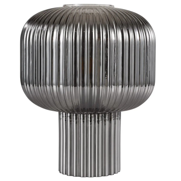 Nocna lampa grzyb Demarius DEM4210 szklana przydymiona czarna