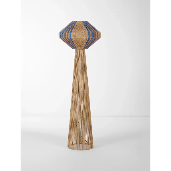 Geometryczna stojąca lampa TEVANDO LE45353 do salonu niebieska