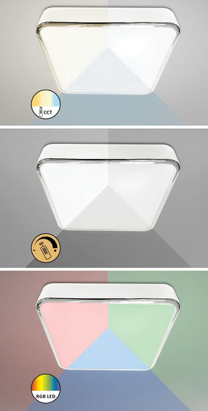 Sufitowa LAMPA plafoniera WOLIMIR 2982 Rabalux metalowa OPRAWA plafon LED RGB 22W 3000K - 6000K kwadratowy IP44 chrom
