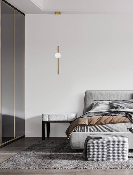 Nowoczesna lampa wisząca IGUALA LE42762 ball tuba LED 10W 3000K złota