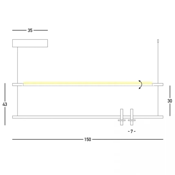 Liniowa lampa wisząca 23251 LED 14W+20W 3000K listwa czarna