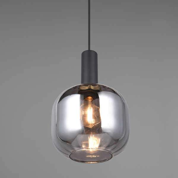Przydymiona lampa wisząca DIVA 319800132 Trio do kuchni przydymiony czarny