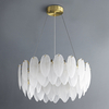 Lampa wisząca glamour PIUMA ST-6289-6 Step do jadalni biała mosiądz