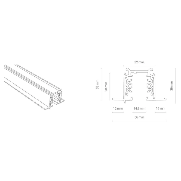 Szynoprzewód sufitowy 1m COMMERCIAL TRACK LIGHTS SYSTEM 8693 Nowodvorski 3-fazowa podtynkowa listwa 230V biała