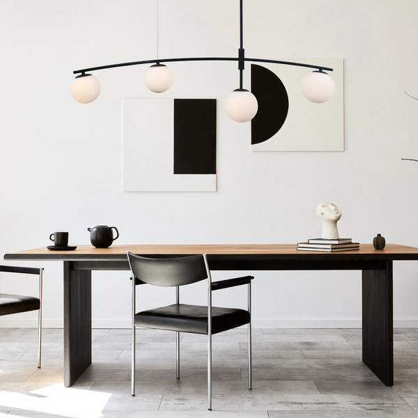 Modernistyczna LAMPA wisząca SENAI PND-31322-4A-SB Italux metalowa OPRAWA szklane kule zwis czarny