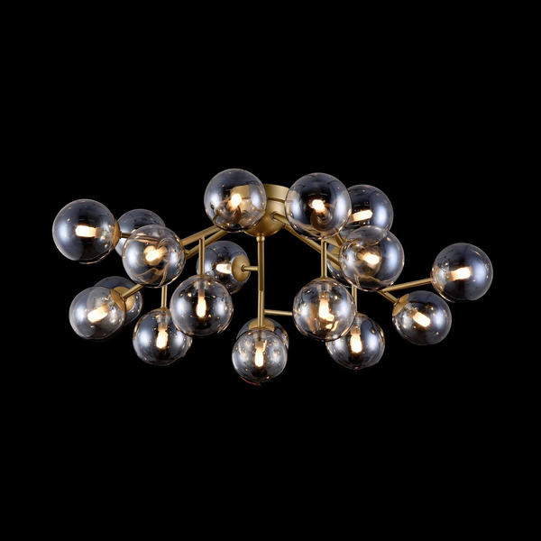 Modernistyczna LAMPA sufitowa DALLAS MOD545PL-20G Maytoni plafoniera OPRAWA szklana molekuły plafon bursztynowe złote