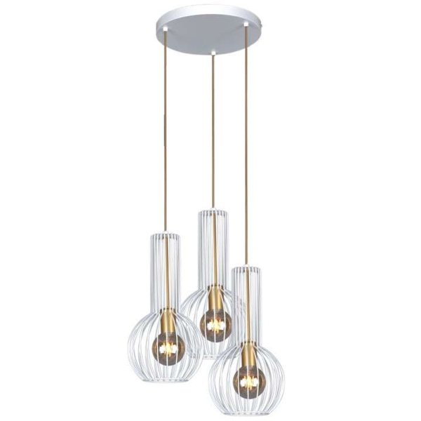 LAMPA wisząca Arvi K-4527 Kaja druciana OPRAWA industrialna kaskada zwis biały złoty