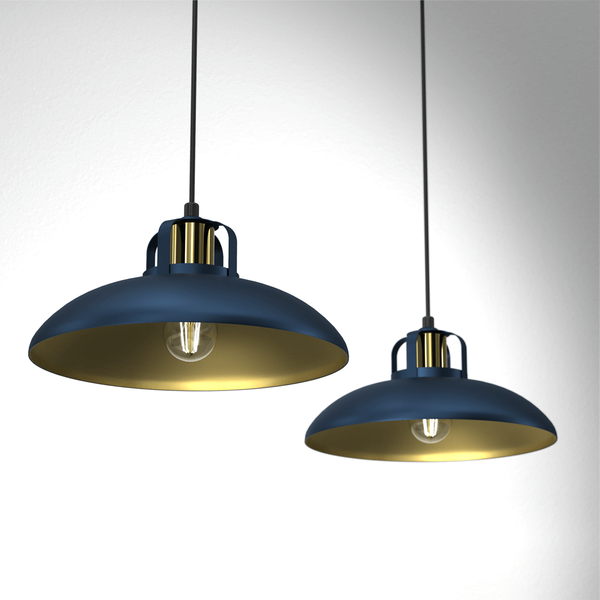 Wisząca lampa sypialniana Felix nad łóżko niebieska złota