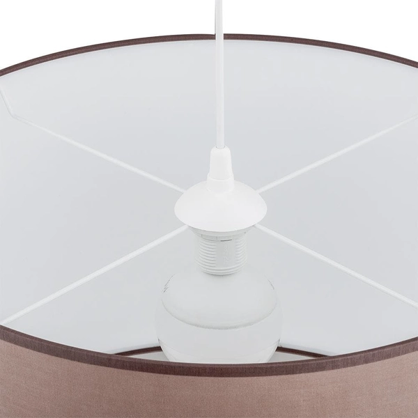 Lampa wisząca z tkaniny Rondo 3467 TK Lighting okrągła z kloszem cappuccino