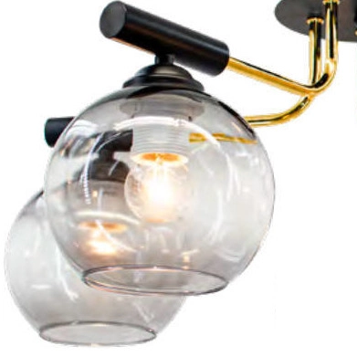 Modernistyczna LAMPA sufitowa 2207/5 BL TR Elem loftowa OPRAWA szklane kule czarne złote
