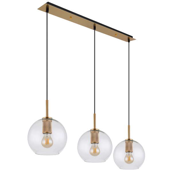 Wisząca LAMPA loftowa ADARA 15462H2 Globo szklana OPRAWA na listwie ZWIS kule balls przezroczyste mosiądz