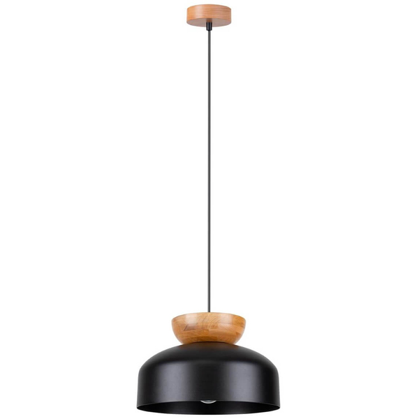 Wisząca lampa do salonu Marion SL.1351 półokrągła drewniana czarna