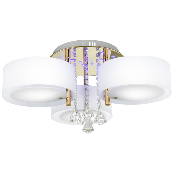 LAMPA sufitowa DRS8006/3 TR GL LED 180W Elem glamour OPRAWA crystal z pilotem złota biała