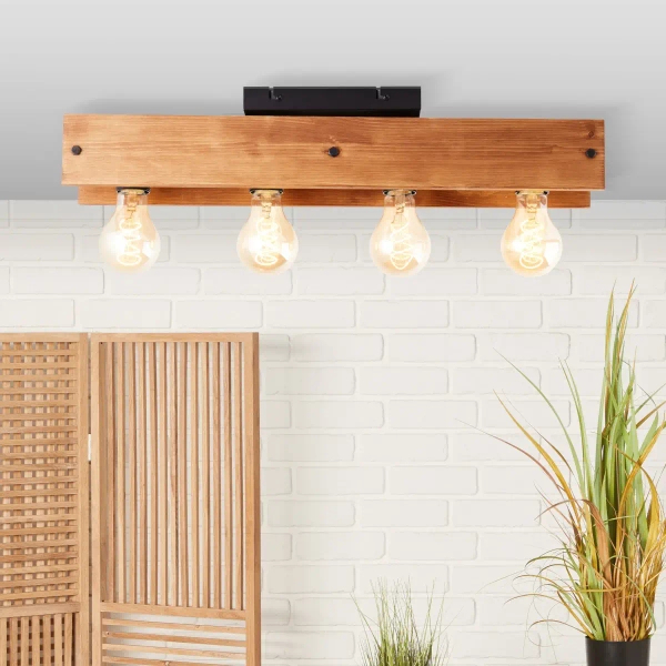 Drewniana lampa sufitowa Calandra 99450/76 belka brązowa czarna