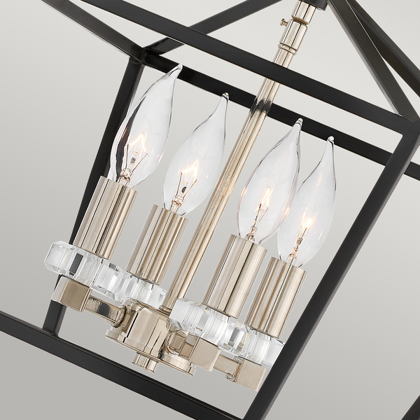 Pałacowa lampa wisząca QN-STINSON-4P-M-BK czarna nikiel