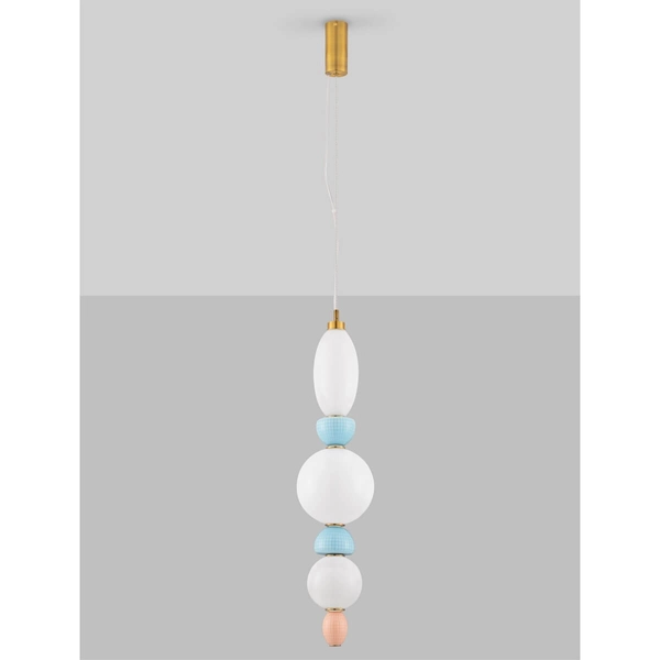 Wisząca lampa do salonu JOAQUIN LE44548 LED 27W 3000K kule biała niebieska złota