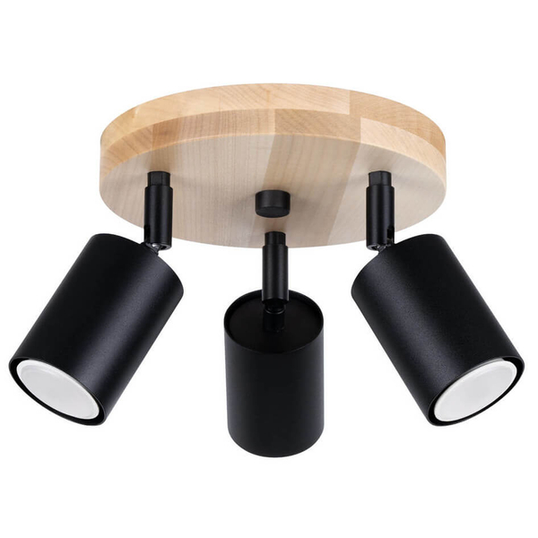 Nasufitowa lampa do sypialni Verdo SL.1292 rurka drewniana czarna