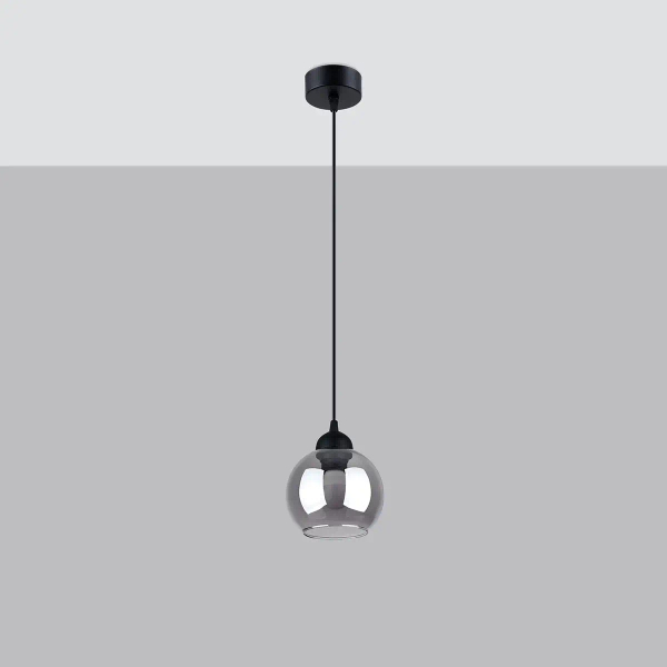 Industrialna lampa wisząca ALINO SL.1141 szklana kula czarna przydymiona