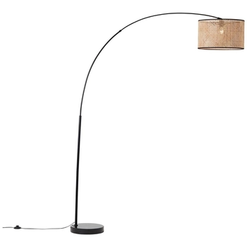 Łukowa lampa podłogowa Wiley 93138/06 rattanowy abażur beż czarny