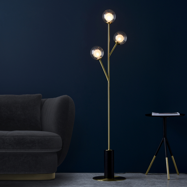 Podłogowa lampa hampton L&-196693 Light& gałązki balls mosiądz czarna