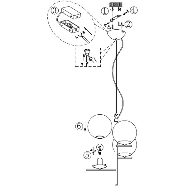 Modernistyczna LAMPA wisząca PURE 302000342 Trio loftowa OPRAWA szklane kule zwis grafitowy przydymiony