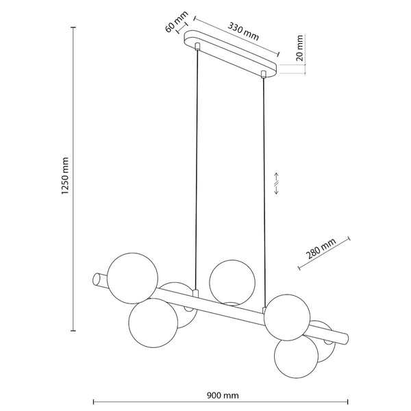Lampa wisząca na listwie Estera 5905 bańki kule beżowa biała