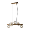 Szklana lampa wisząca Canello PND-406007-5-HBR Italux molekuły mosiądz miodowy