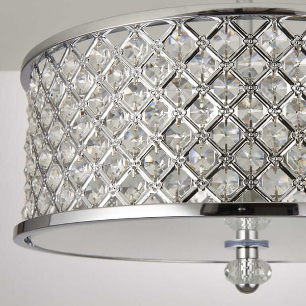 Kryształowa lampa sufitowa Hudson HUDSON-3CH Endon chrom przezroczysta