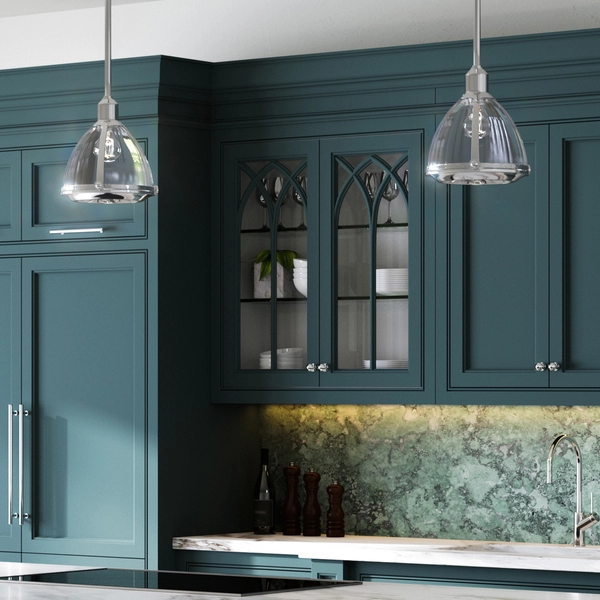 Salonowa lampa nad stół QN-ELROY-PN szklana nikiel