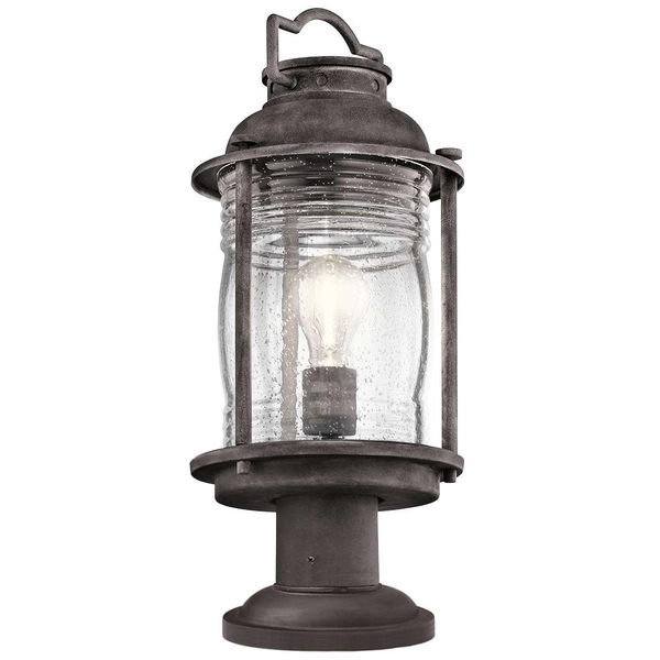 Stojąca LAMPA zewnętrzna Ashland KL-ASHLANDBAY3-M Elstead KICHLER szklana OPRAWA retro latarenka outdoor IP44 cynk przezroczysta