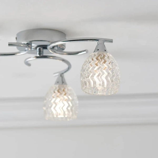 Salonowa lampa sufitowa Boyer BOYER-3CH szklana chrom przezroczysty