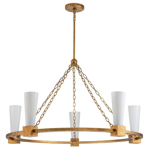 Lampa wisząca ring Kristy KRISTY5-DG-OPAL tubki na łańcuchu złota