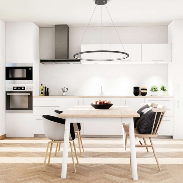 Wisząca LAMPA biurowa SLIM/000026/4000/B MDECO metalowa OPRAWA zwis LED 63W 4000K pierścień czarny