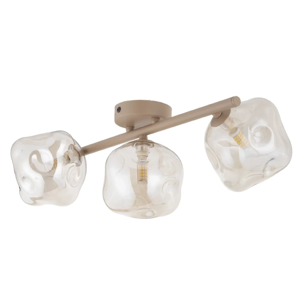 Potrójna lampa sufitowa Lava Sabia 11105 kule beżowe bursztynowe