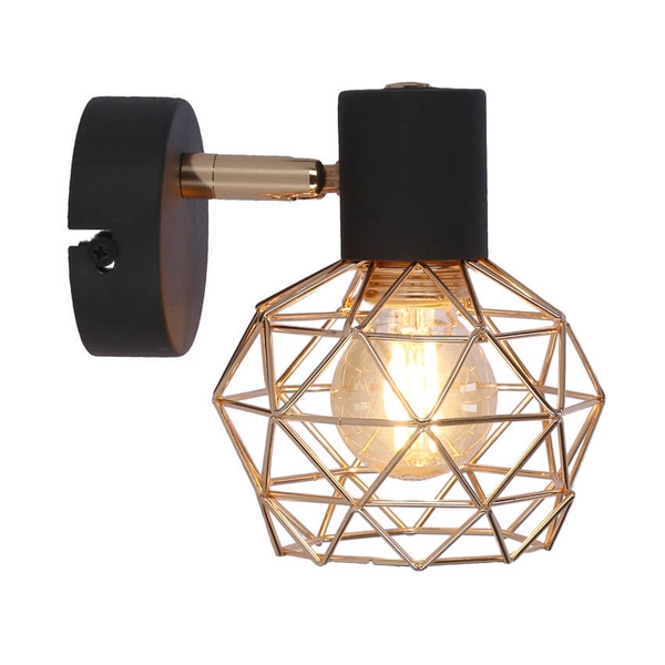 Geometryczny kinkiet Acrobat 91-22240 metalowy czarny miedziany