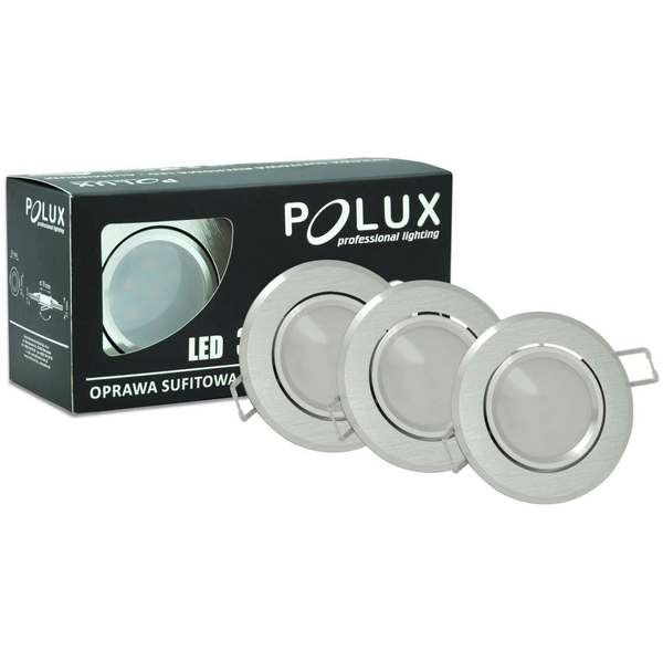Podtynkowe LAMPY sufitowe SUN OLAL 305275 Polux zestaw 3 OPRAW okrągłych LED 10,5W 3000K do zabudowy srebrne